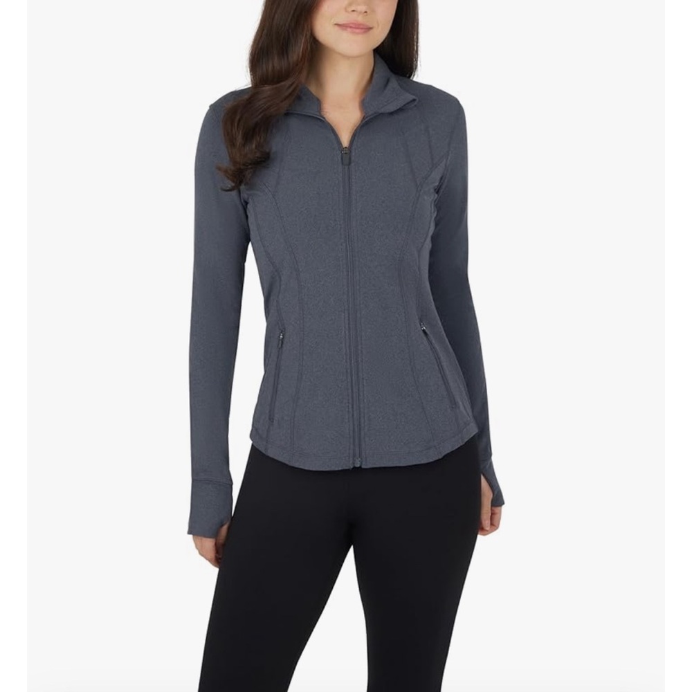 Yogalicious Lux Active Jacket in Dark Heather Gray Size Medium